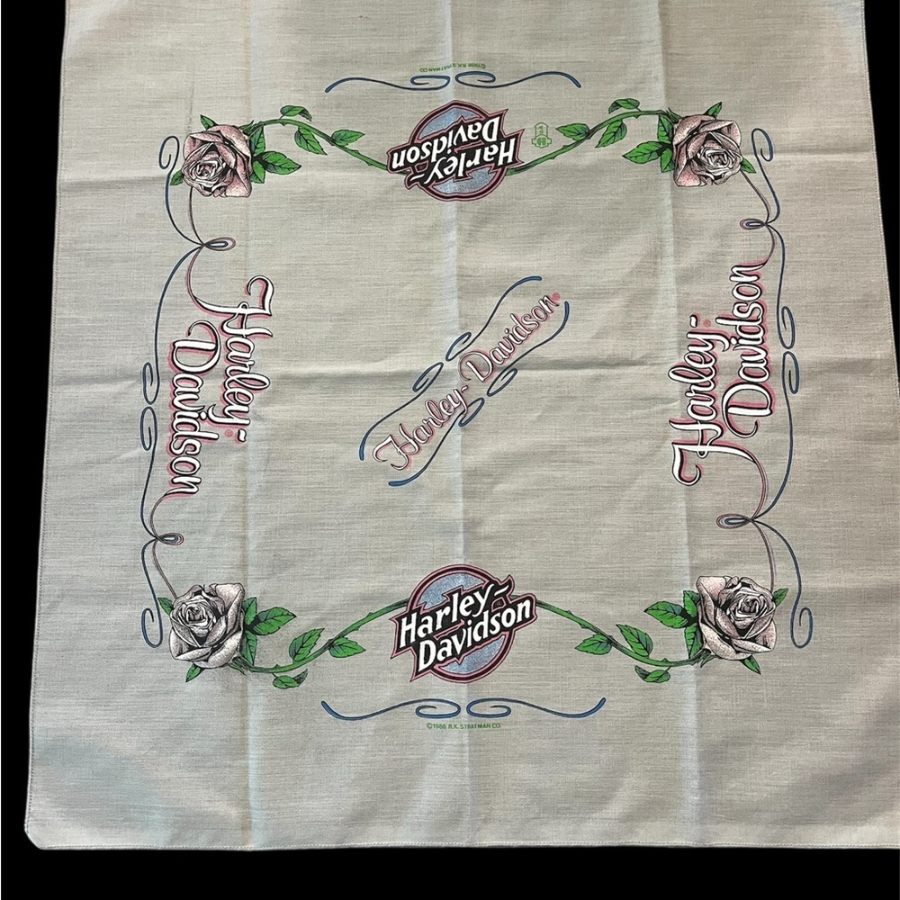 Vintage 1986 Harley-Davidson Bandana with iconic roses print-Rare Collectible